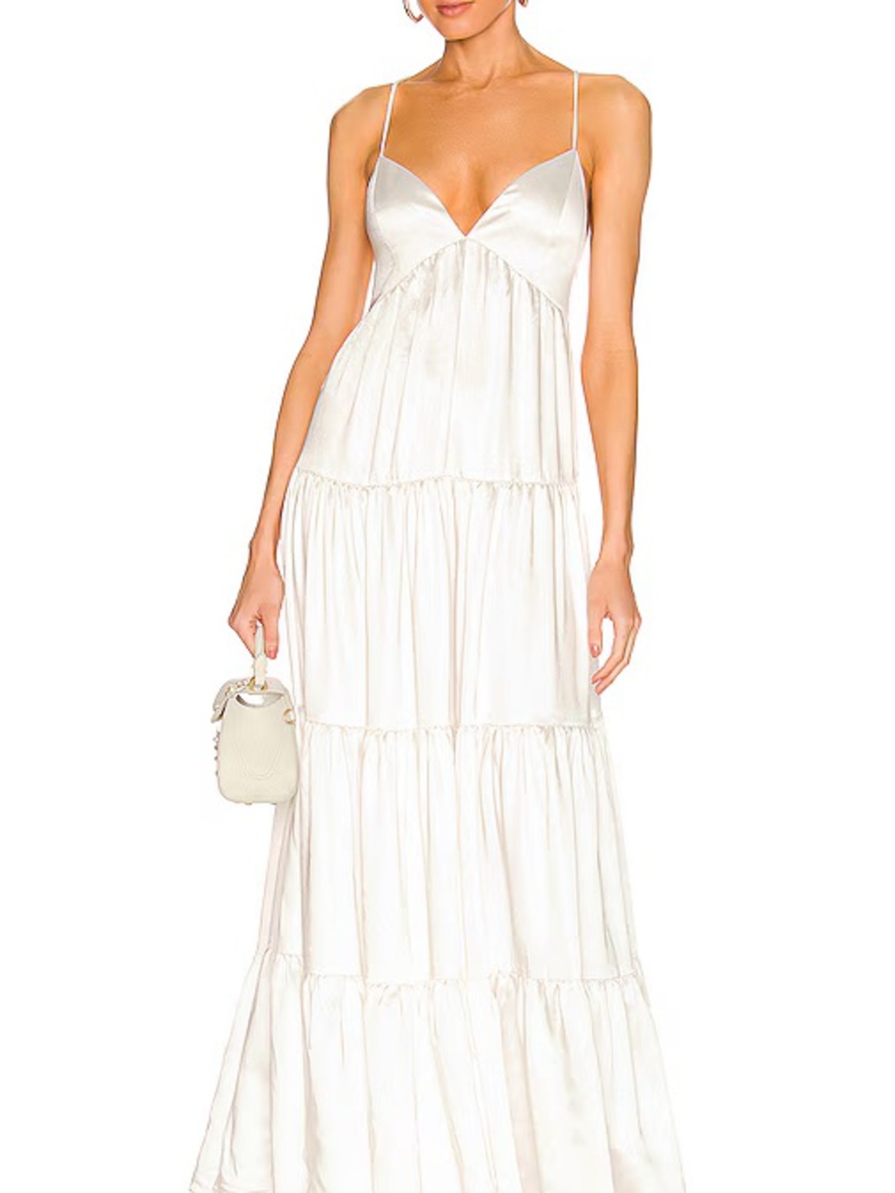 Elliatt Ivory Tiered Spaghetti-Strap Maxi Dress